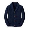 Inorin Boy's Sweater Cardigan Button Down Shawl Collar Cable Knitted Outwear Sweater Coats with Pockets Deep Navy Blue view 1