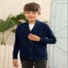 Inorin Boy's Sweater Cardigan Button Down Shawl Collar Cable Knitted Outwear Sweater Coats with Pockets Deep Navy Blue view 2