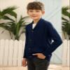 Inorin Boy's Sweater Cardigan Button Down Shawl Collar Cable Knitted Outwear Sweater Coats with Pockets Deep Navy Blue view 3