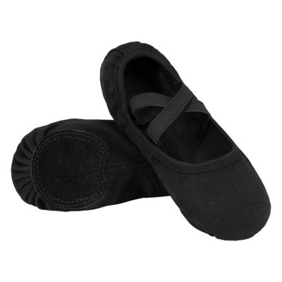 Stelle Ballet Shoes Toddler Slippers Highly Elastic Canvas Girls Ballerina Dance Shoes for Toddler/Little Kid/Big Kid/Women(Black,10MT)