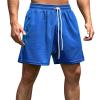 GOKKILRW Mens Athleitc Sweat Gym Shorts Drawstring Elastic Waist Workout Lounge Jersey Training Jogger Pants Casual Loose Fitness Running Walking Cycling Track Shorts Blue view 1