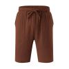 GOKKILRW Mens Linen Casual Shorts with Pockets Drawstring Elastic Waist Loose Fit Summer Beach Shorts Outdoor Lightweight Workout Fishing Cycling Running Jogging Yoga Shorts Trouser Brown view 3