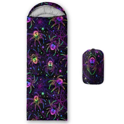Axolotl Spiders Sleeping Bag for Kids AdultsLightweight Warm Cold Weather Black Neon Spider Sleeping Bags,Waterproof Portable Sleeping Bag for Camping Backpacking Hiking Outdoor Indoor