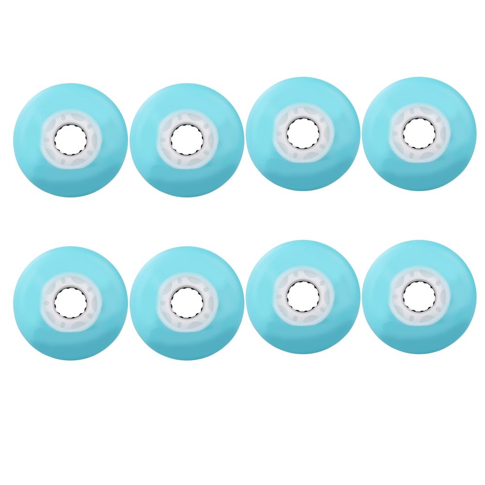 JHKJ 8-Pack Flash Wheel Inline Skate Wheels Pulley Light Up 85A Super Shiny, high Elastic and wear-Resistant 62/64/68/70/72/76/80mm Replace Wheels,Blue,64mm