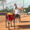 Goplus Foldable Tennis Ball Hoppers, Lightweight Aluminum Tennis Ball Basket with Wheels, Removable Bag, Side Pockets, Carry Bag, Portable Sports Teaching Cart Holds 150 Tennis Balls (Red) view 2