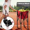 Goplus Foldable Tennis Ball Hoppers, Lightweight Aluminum Tennis Ball Basket with Wheels, Removable Bag, Side Pockets, Carry Bag, Portable Sports Teaching Cart Holds 150 Tennis Balls (Red) view 3