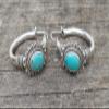 EVURU Trendy Silver Color Women Earrings Green Stone Hoop Drop Earrings for Women Earrings Engagement Party Jewelry 1Pair (Color : Style-37) view 2