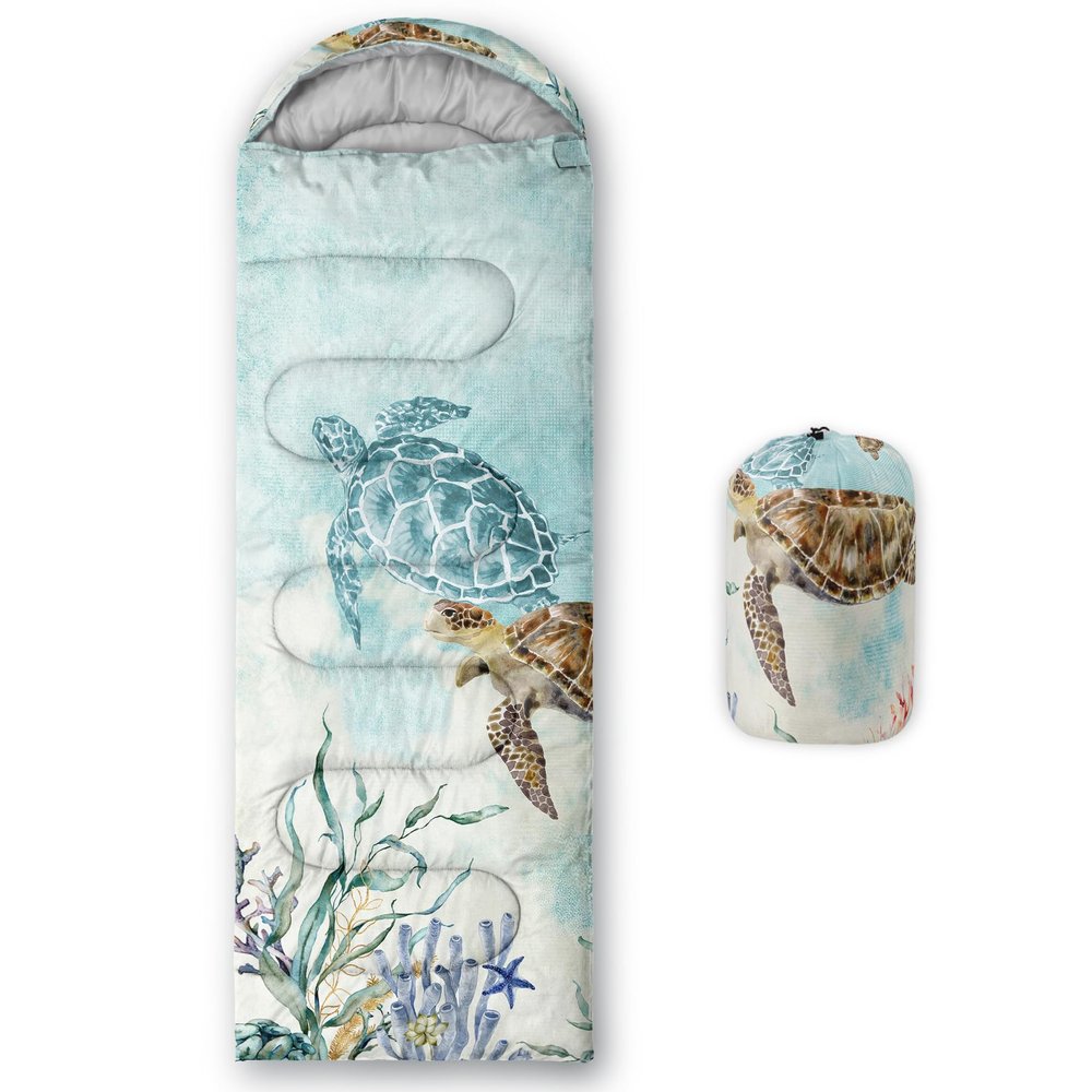 CVHOUSE Sea Turtle Camping Sleeping Bags,3 Season Warm & Cool Weather,Lightweight,Waterproof Sleeping Bags for Adults & Kids,Traveling,and Outdoors,Camping Gear Equipment,31x90inch