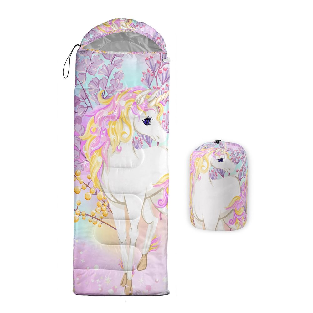 CVHOUSE Pink Unicorn Camping Sleeping Bags,3 Season Warm & Cool Weather,Lightweight,Waterproof Sleeping Bags for Adults & Kids,Traveling,and Outdoors,Camping Gear Equipment,31x90inch, Standard