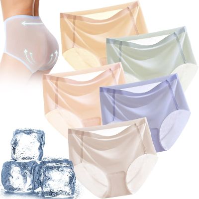 Mask Panties Unimaginably Cold, Women Ultra Thin Seamless Ice Silk Panties, Thin Breathable Invisible Underwear (5PCS-A,M)