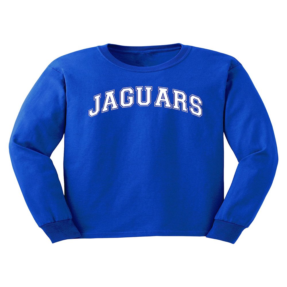 Fashion Greek TCTG School Mascot T-Shirt Jaguars Blue/White Medium Long Sleeve