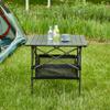Outdoor Folding Table with Carrying Bag, Folding Camping Table, Lightweight Aluminum Roll-up Square Table for Indoor, Outdoor, Camping, Backyard, BBQ, Party, Patio, Beach, Picnic, Black view 3