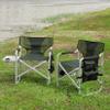2 Pack Camping Chair, Padded Folding Outdoor Chair with Side Table and Storage Pockets, Lightweight Oversized Directors Chair Fishing Chair for Picnics, BBQ, Beach, Backyard, Party, Patio, Lawn, Green view 1