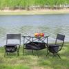 Set of 3, Outdoor Folding Camping Table and Chairs Set, Lightweight Aluminum Roll-up Square Folding Table and Chairs Set for Indoor Outdoor Camping Picnics Beach Backyard BBQ Party Patio, Grey view 1