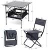 Set of 3, Outdoor Folding Camping Table and Chairs Set, Lightweight Aluminum Roll-up Square Folding Table and Chairs Set for Indoor Outdoor Camping Picnics Beach Backyard BBQ Party Patio, Grey view 2