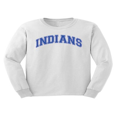 Fashion Greek TCTG School Mascot T-Shirt Indians White/Blue Medium Long Sleeve