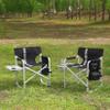 2 Pack Camping Chair, Padded Folding Outdoor Chair with Side Table and Storage Pockets, Lightweight Oversized Directors Chair Fishing Chair for Picnics, BBQ, Beach, Backyard, Party, Patio, Lawn, Black view 1