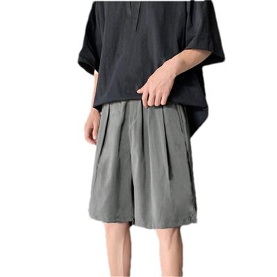Vogrtcc Men's Pleated Front Short with Pockets Dark Gray L