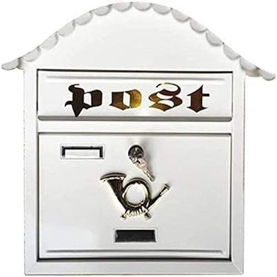 JYDQM Suggestion Box Mailbox Complaint Suggestion Box Security Lockbox Steel Post Box for Outside Anti Rust Mailbox European Garden Decoration Letterbox Parcel Box Drop Box (Color : White)