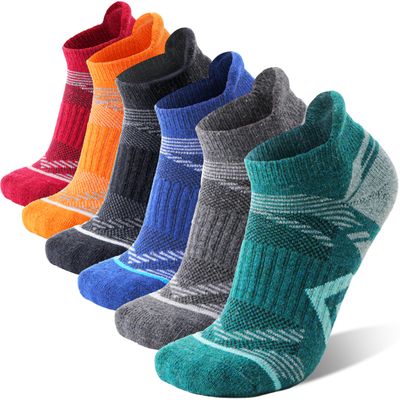 ANTSANG Merino Wool Ankle Hiking Socks Compression Warm Thermal Thick Athletic Cushion Winter Running No Show Moisture Wicking Socks Gifts Stocking Stuffers for Women Men 6 Pairs(Assorted,M)