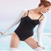 Daydance V-Neck White Knit Women Dance Sweaters Cropped Ballet Shrug for Leotards, Long Sleeve view 3