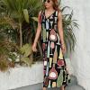 Wine Bottle and Glass Women's Dresses Sleeveless V-Neck Maxi Long Dress Casual Loose Beach Dress Sundress L view 2