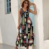 Wine Bottle and Glass Women's Dresses Sleeveless V-Neck Maxi Long Dress Casual Loose Beach Dress Sundress L view 4