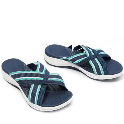 2023 Casual Women Breathable Comfy Slippers, Low Wedge Comfy Soft Summer Slippers Sandals (Blue,40)