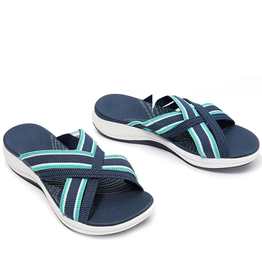 2023 Casual Women Breathable Comfy Slippers, Low Wedge Comfy Soft Summer Slippers Sandals (Blue,40)
