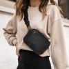 Walbest Belt Bag for Women Men Crossbody, Fanny Pack Chest Bag Small for Running, Adjustable Shoulder Strap Faux Leather Waist Packs with Buckle for Hiking Running Workout Travelling Cycling Black view 3