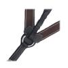 Exion Horse Elastic English Breastplate with Running Martingale Attachment & Quick Release Snaps Padded Leather Breastplate for Jumping & Eventing Brown Elastic with White Lines view 2