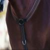 Exion Horse Elastic English Breastplate with Running Martingale Attachment & Quick Release Snaps Padded Leather Breastplate for Jumping & Eventing Brown Elastic with White Lines view 3