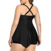 2023 Modest Tankini Swimsuits for Women Plus Size Two Piece Bathing Suits Tie Front Floral Print Tank Top w Boyshorts Black view 3