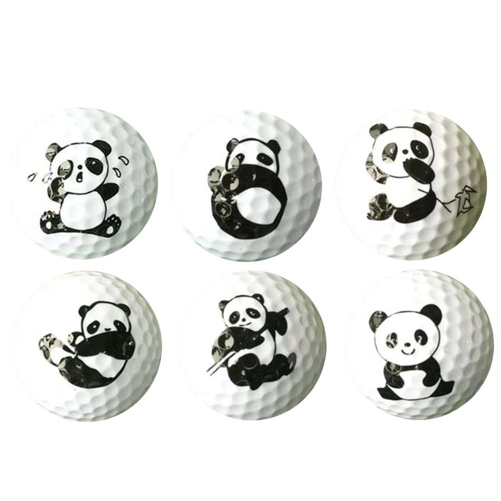 Cartoon Panda Ball 6pcs Golf Balls Cartoon Panda Training Practice Game Memorial Child Training