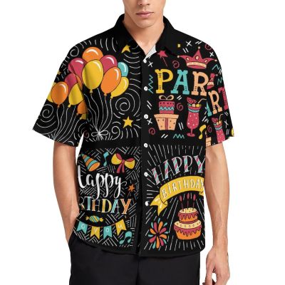 Happy Birthday to You Men's Shirts Short Sleeve Button Down Beach Hawaiian Shirts Casual Tee Tops with Pocket XS