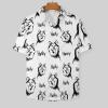 Funny Husky Face Men's Shirts Short Sleeve Button Down Beach Hawaiian Shirts Casual Tee Tops with Pocket M view 3