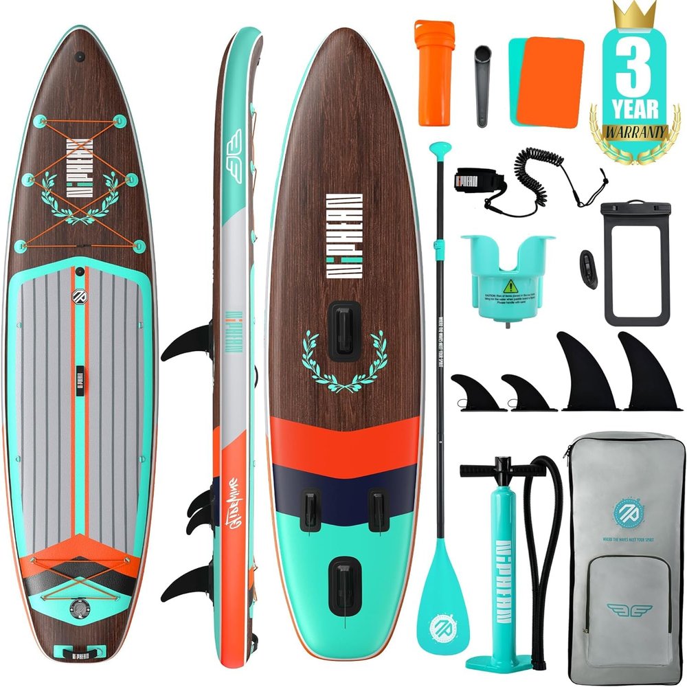 Niphean (Extra Large) Inflatable Paddle Board, SUP for 2+1 People/Family, Stand Up Paddle Board with (Beginner Friendly), Waterproof Phone Pouch, Paddle Boards for Adults, Gift Ideas