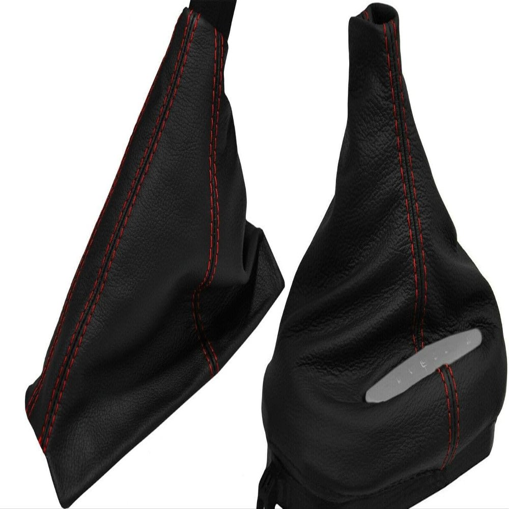 Emergancy E Brake Shift Boot Replacement Leather Skin for 1997 1998 1999 2000 2001 2002 2003 2004 Chevy Corvette C5 Autmatic Transmission (Red Stitching)