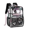 KIDNUO Clear Backpack for Girls,Clear Bookbag Heavy Duty Transparent Backpacks for Stadium Events, See Through Back Pack for Kindergarten Elementary Middle High School (Black) view 1