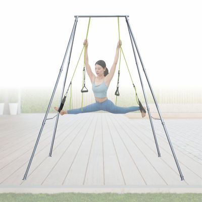 FEBTECH - Aerial Yoga Stand Frame - Steel Freestanding Yoga Stand Support Up to 550 LBs for Indoor & Outdoor - Perfect Yoga & Gymnastics Equipment Stand for Hooks, Hammocks, Silk, Lyra, Punching Bag