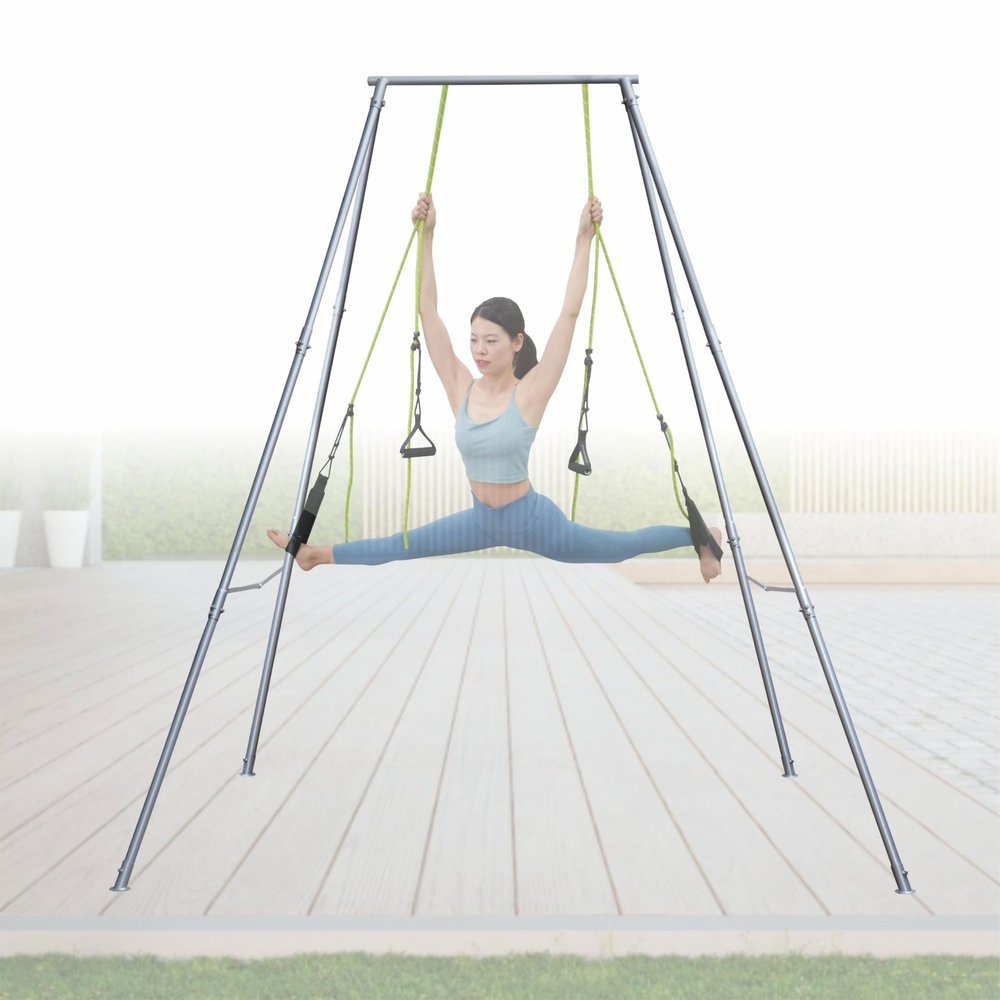 FEBTECH - Aerial Yoga Stand Frame - Steel Freestanding Yoga Stand Support Up to 550 LBs for Indoor & Outdoor - Perfect Yoga & Gymnastics Equipment Stand for Hooks, Hammocks, Silk, Lyra, Punching Bag
