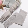 Flush of Dawn Summer Women Long Sleeve Driving Goves Lace Sun UV Protection Sleeves Driving Arm Sleeve Outdoor Sunscreen Gloves (Gray Bowknot) view 2