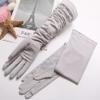 Flush of Dawn Summer Women Long Sleeve Driving Goves Lace Sun UV Protection Sleeves Driving Arm Sleeve Outdoor Sunscreen Gloves (Gray Bowknot) view 3