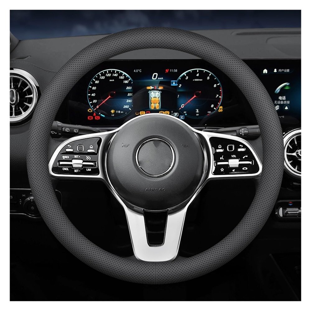 FUERU Car Steering Wheel Cover Set Universal Car Steering Wheel Genuine Leather Grip Comfortable Fashion Car Interior Gifts (Color : 1#)