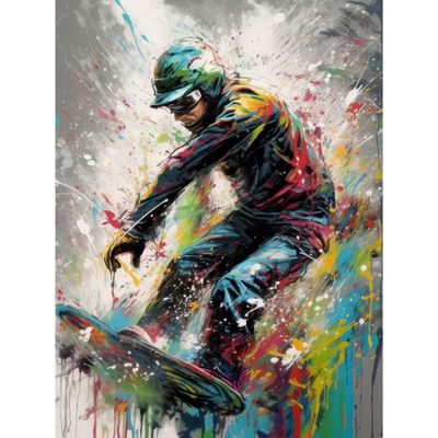 Artery8 Snowboarding Extreme Sport Athlete Paint Splat Unframed Wall Art Print Poster Home Decor Premium
