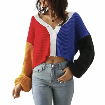 Cardigan Sweaters for Women Long Sleeve Knitted Cardigans V-Neck Cardigans (as1, Alpha, s, Regular, Regular, Red and Blue)