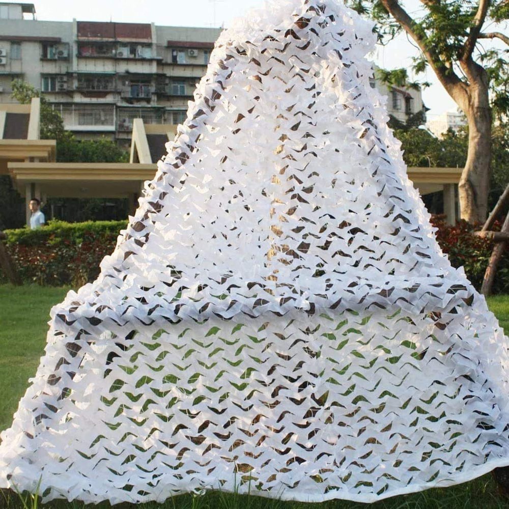 ACHZYFT DIY White Camouflage Net Military Durable Camo Netting with Mesh Decoration Sunshade Camping Hunting Shooting Snow Hidden Net (Customized Size) 4 * 8M,5 * 8M,6 * 8(Size:4mX10m)