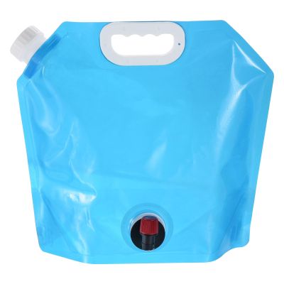 PATIKIL 1.3 Gallon Collapsible Water Container Bag with Spigot, PE Storage Jug Folding Water Bag for Camping, Hiking, Emergency Water Storage, Blue