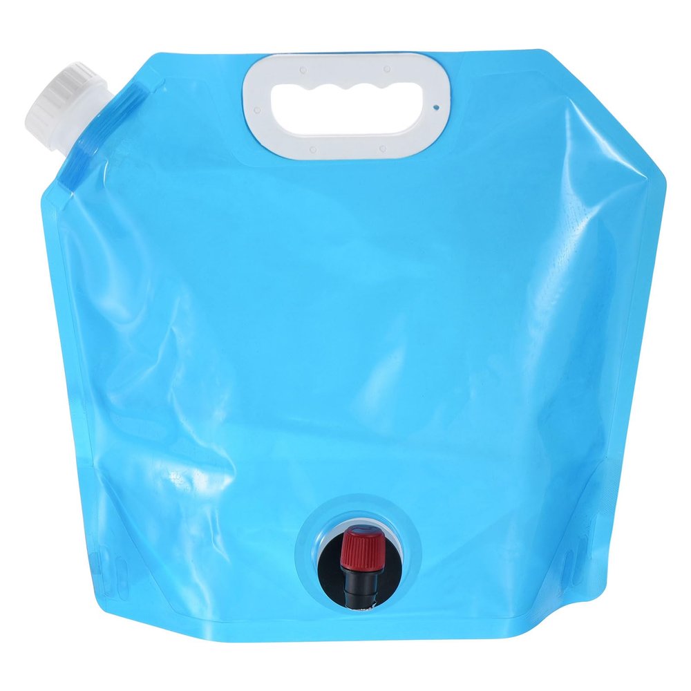 PATIKIL 1.3 Gallon Collapsible Water Container Bag with Spigot, PE Storage Jug Folding Water Bag for Camping, Hiking, Emergency Water Storage, Blue