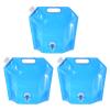 PATIKIL 1.3 Gallon Collapsible Water Container Bag with Spigot, 3 Pack PE Folding Water Jug Carrier for Camping, Hiking, Emergency Water Storage, Blue view 1